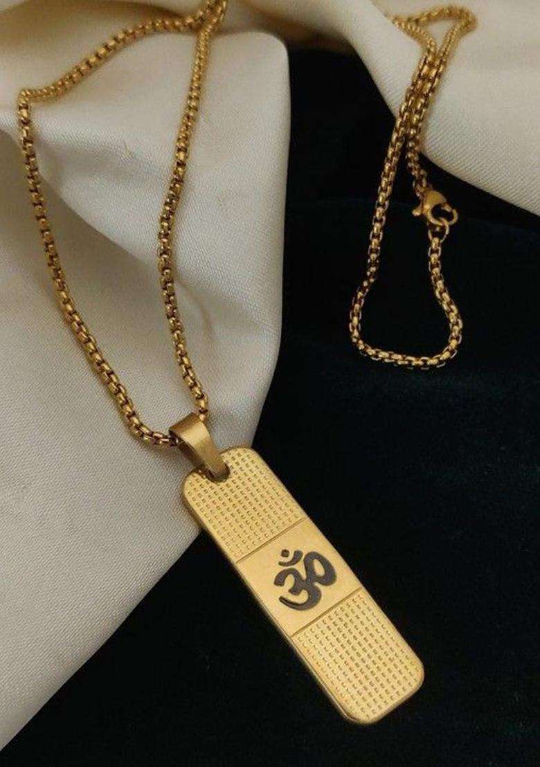 Gold-Plated Contemporary Pendants with Chains for Men | Stylish Party & Everyday Wear | Gift for Him - Indya