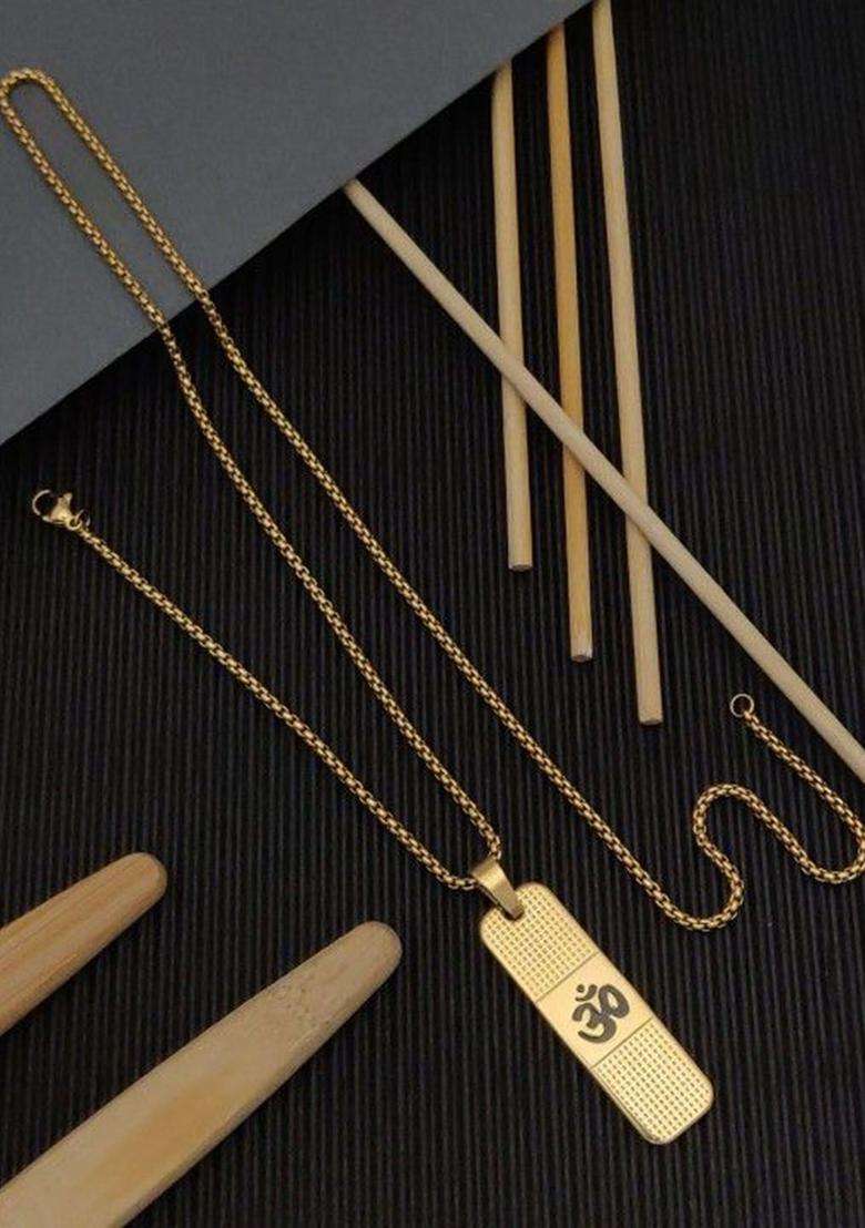 Gold-Plated Contemporary Pendants with Chains for Men | Stylish Party & Everyday Wear | Gift for Him - Indya
