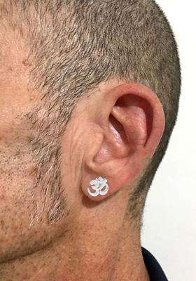 The Roadster Lifestyle Co. Tiny Om Temple Studs for Men | Stylish Party & Everyday Wear | Gift for Him