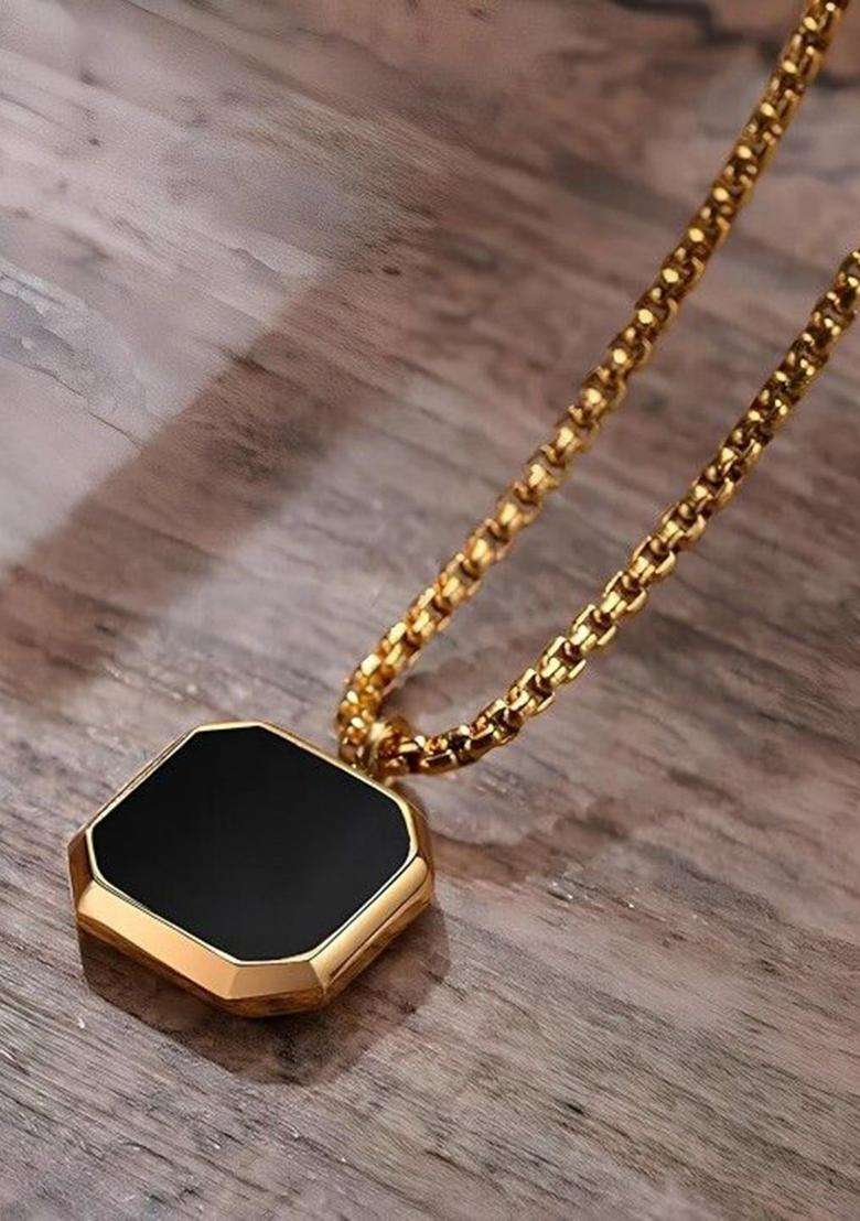 Silver-Plated Geometric Pendants with Chains for Men | Stylish Party & Everyday Wear | Gift for Him - Indya