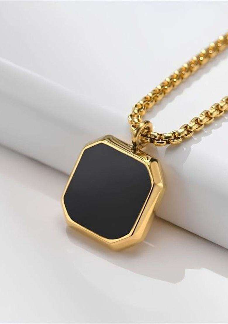 Silver-Plated Geometric Pendants with Chains for Men | Stylish Party & Everyday Wear | Gift for Him - Indya