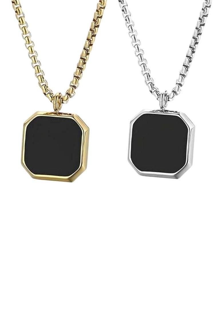 Silver-Plated Geometric Pendants with Chains for Men | Stylish Party & Everyday Wear | Gift for Him - Indya