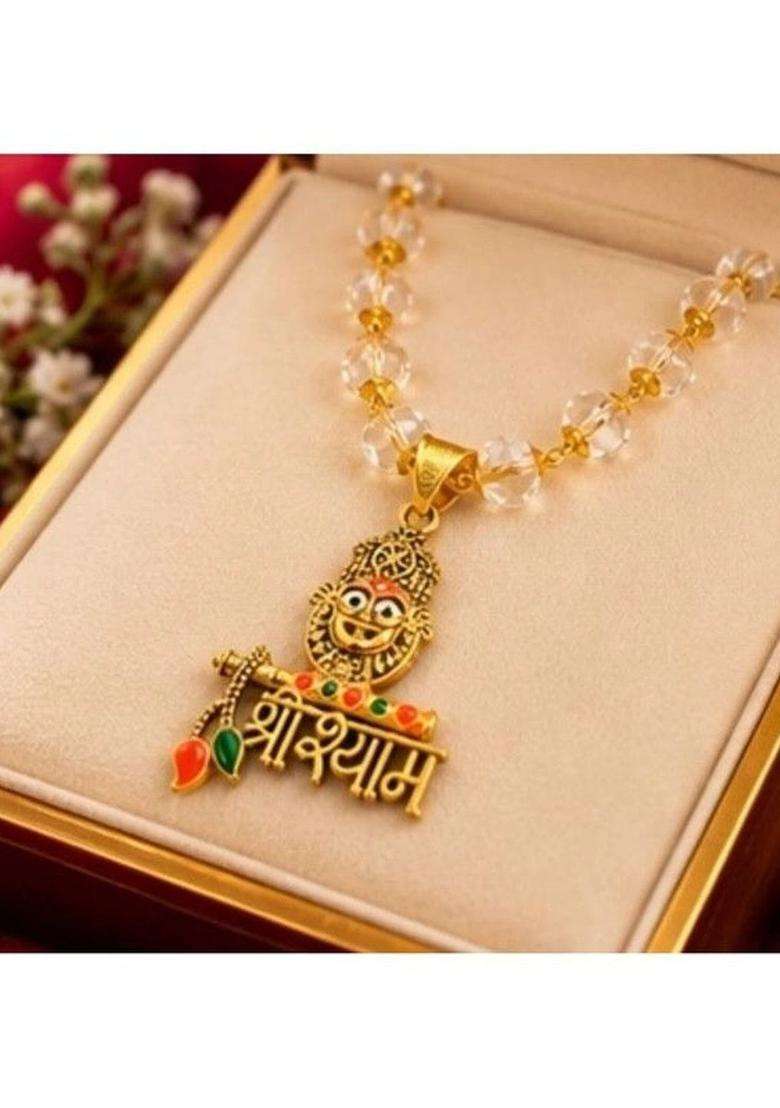Gold-Plated Quirky Pendants with Chains with Pearl for Men & Women | Traditional Temple Jewellery for Wedding & Festive Wear | Festive Gift - Indya