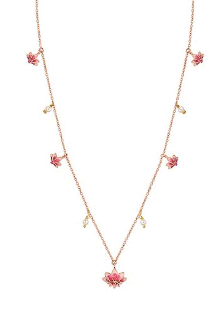 925 Sterling Silver Lotus Gold-Plated Pearl Necklace for Women | Traditional Temple Jewellery for Wedding & Festive Wear | Gift for Her - Indya