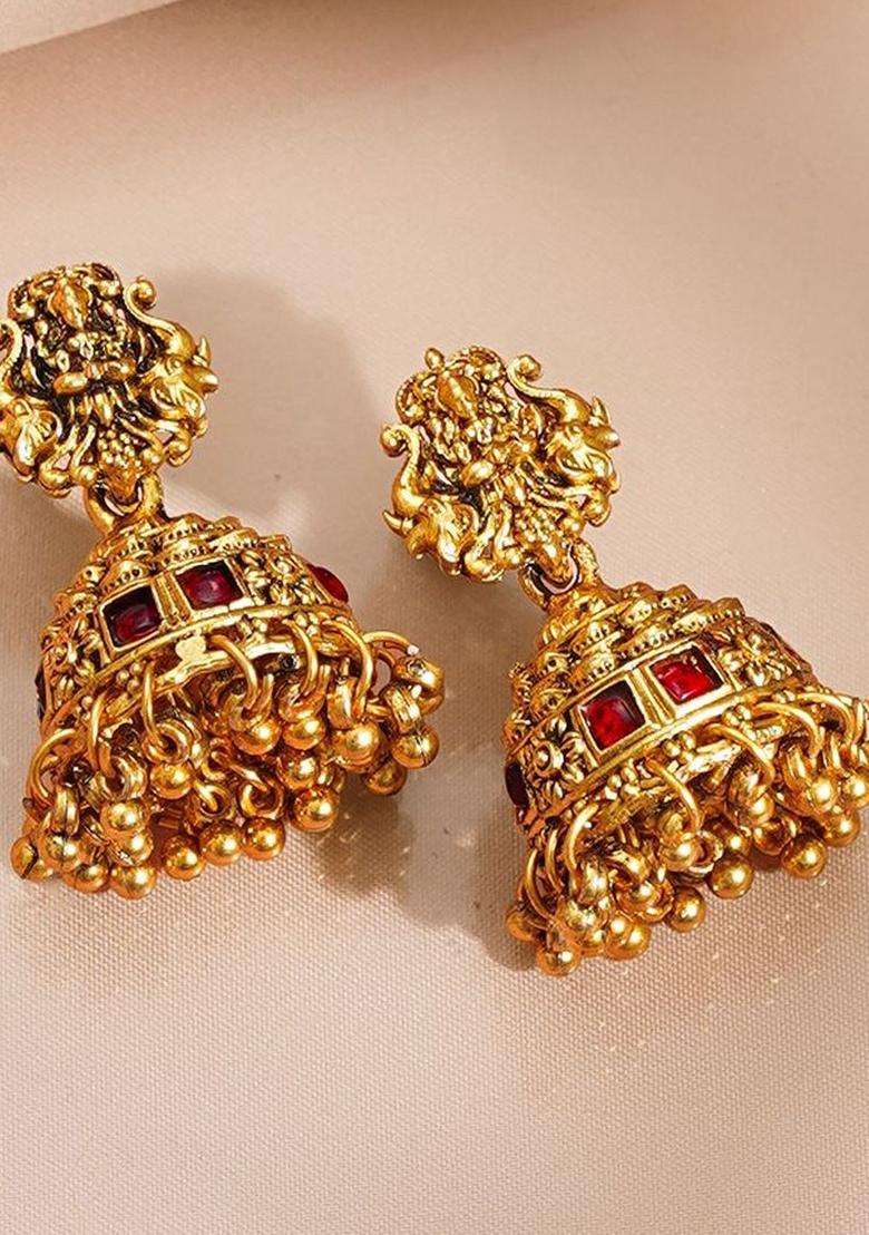 22K Gold-Plated Beaded Lakshmi Temple Pendant Necklace Set for Women | Traditional Temple Jewellery for Wedding & Festive Wear | Gift for Her - Indya