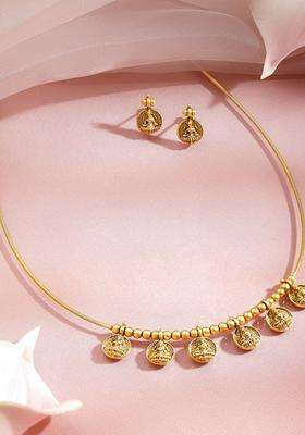 Gold-Plated Coin Temple Necklace Set for Women | Traditional Temple Jewellery for Wedding & Festive Wear | Gift for Her