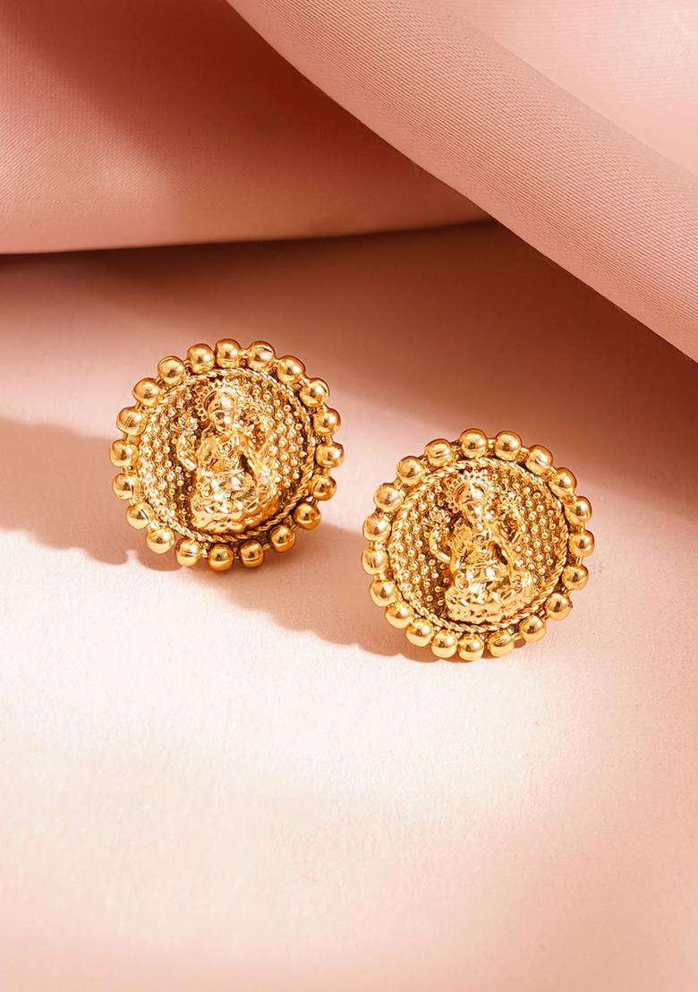 Brass 18K Gold-Plated Temple Coin Necklace Jewellery Set for Women | Traditional Temple Jewellery for Wedding & Festive Wear | Gift for Her - Indya