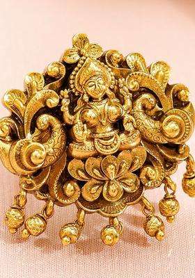 18K Gold-Plated Goddess Lakshmi Adjustable Finger Ring for Women | Traditional Temple Jewellery for Wedding & Festive Wear | Gift for Her
