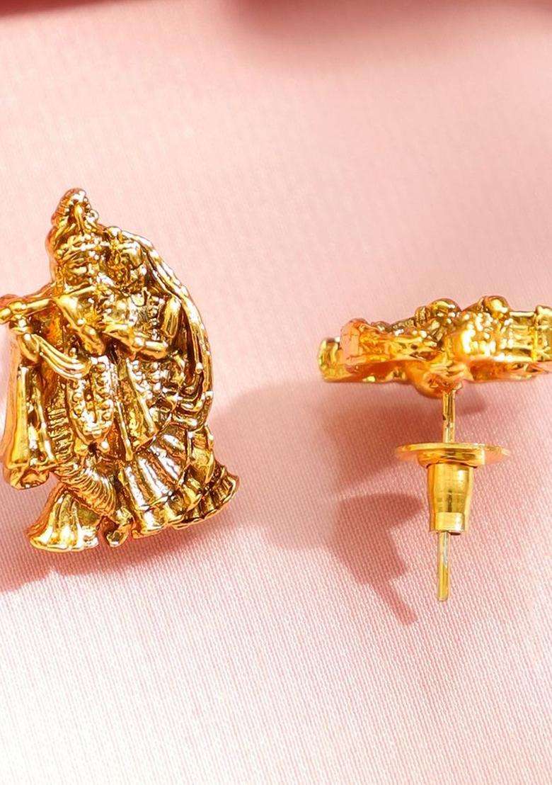 18K Gold-Plated Radha Krishna Motif Temple Jewellery Set for Women | Traditional Temple Jewellery for Wedding & Festive Wear | Gift for Her - Indya