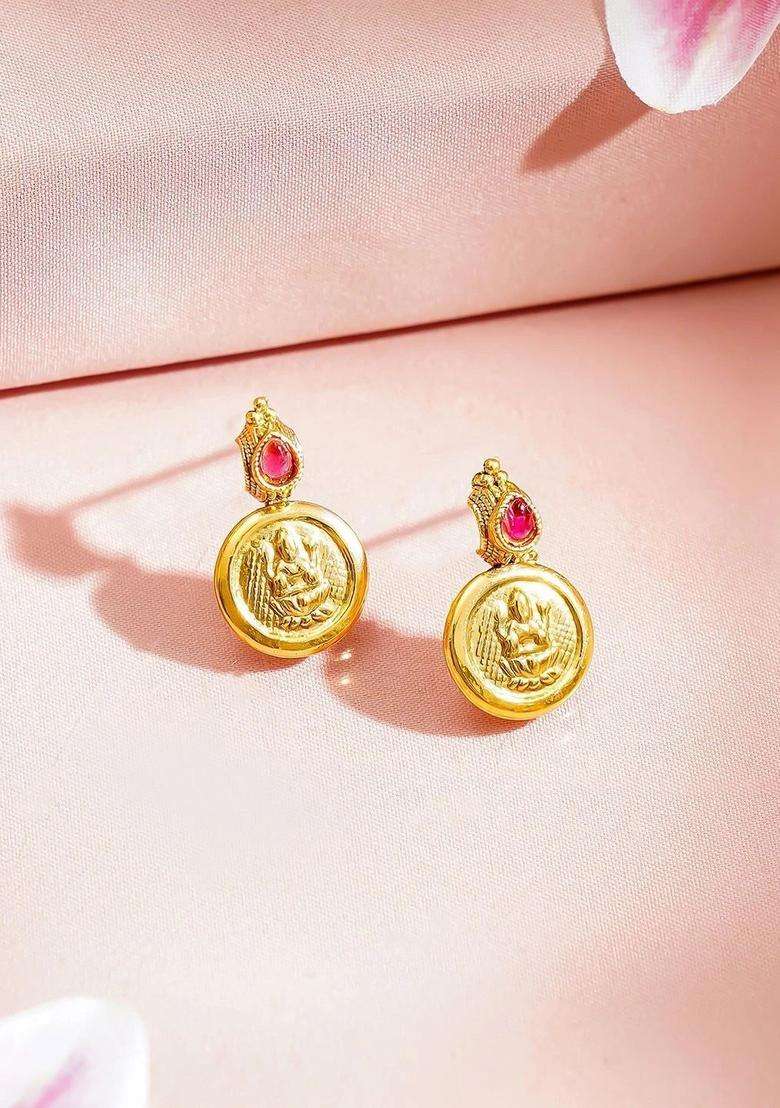 Gold-Plated Temple Necklace and Earrings for Women | Traditional Temple Jewellery for Wedding & Festive Wear | Gift for Her - Indya
