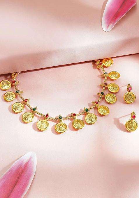 Gold-Plated Temple Necklace and Earrings for Women | Traditional Temple Jewellery for Wedding & Festive Wear | Gift for Her