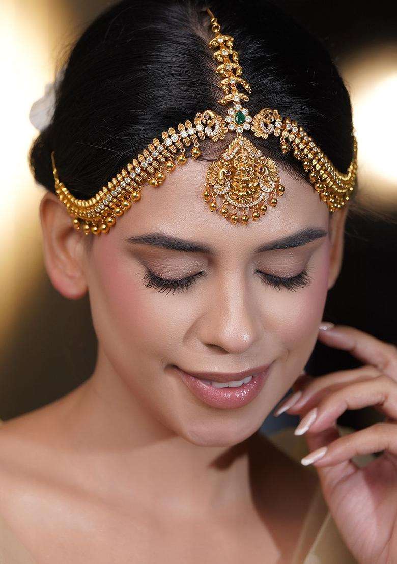 Gold-Plated Matha Patti Head Jewellery for Women | Traditional Temple Jewellery for Wedding & Festive Wear | Gift for Her - Indya
