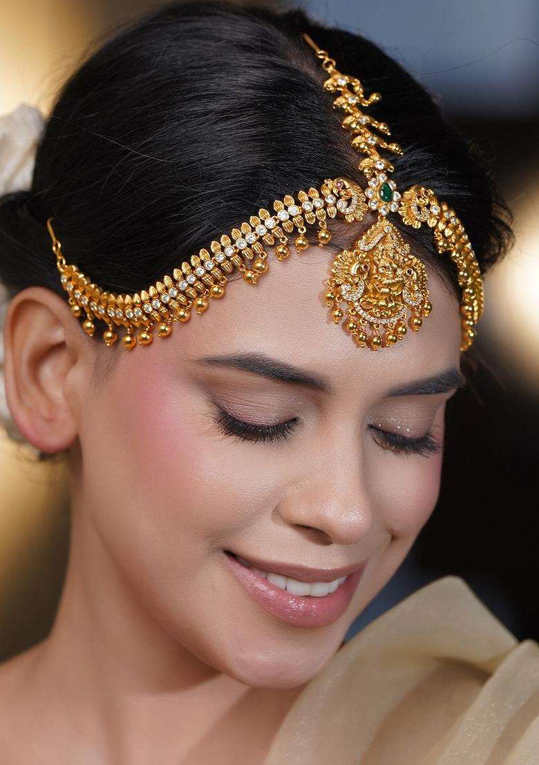 Gold-Plated Matha Patti Head Jewellery for Women | Traditional Temple Jewellery for Wedding & Festive Wear | Gift for Her - Indya