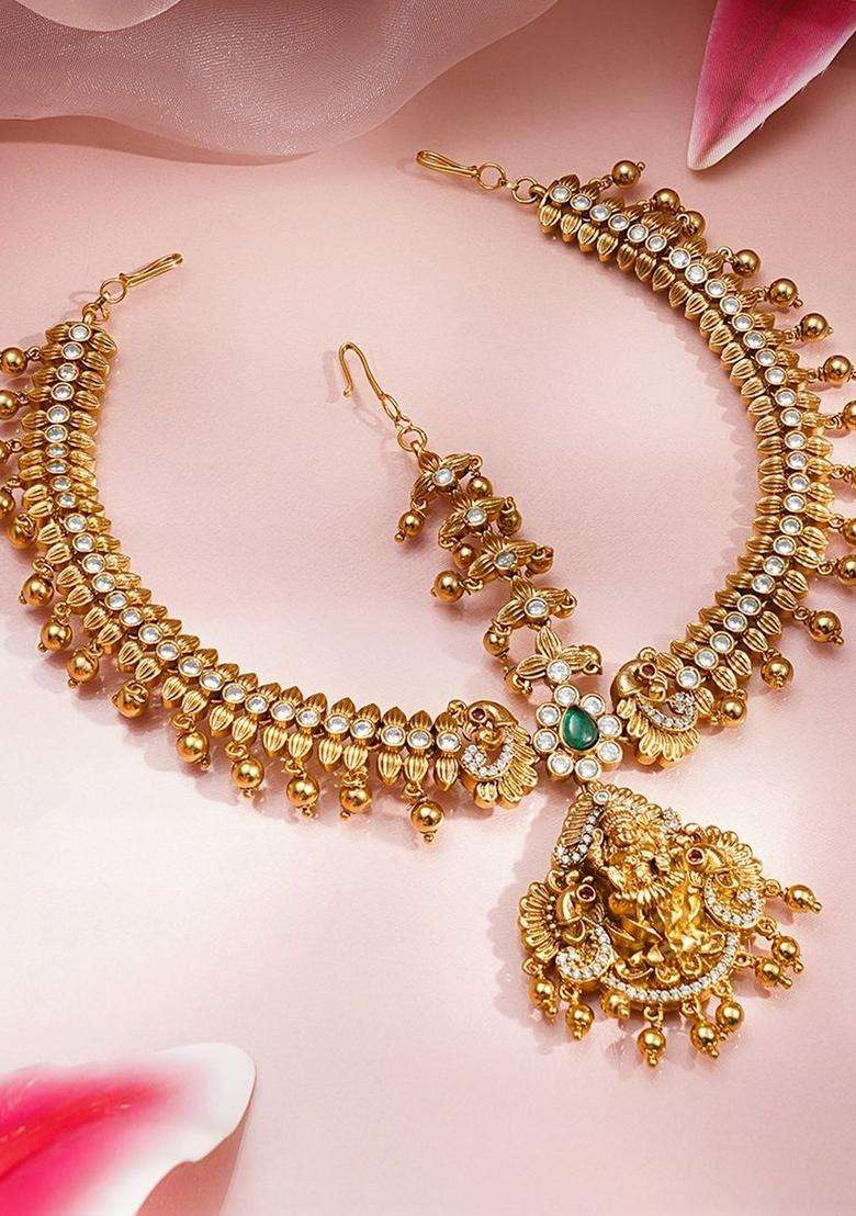 Gold-Plated Matha Patti Head Jewellery for Women | Traditional Temple Jewellery for Wedding & Festive Wear | Gift for Her - Indya