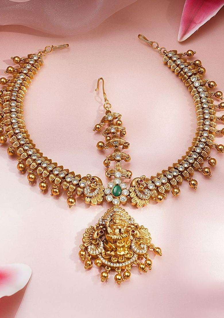 Gold-Plated Matha Patti Head Jewellery for Women | Traditional Temple Jewellery for Wedding & Festive Wear | Gift for Her - Indya