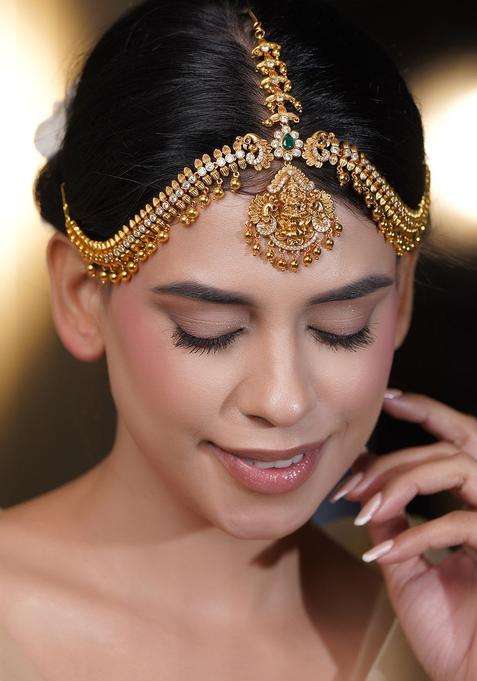 Gold-Plated Matha Patti Head Jewellery for Women | Traditional Temple Jewellery for Wedding & Festive Wear | Gift for Her