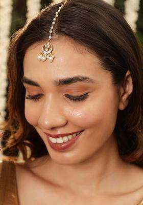 Gold-Plated Kundan Studded Maang Tikka Head Jewellery for Women | Traditional Temple Jewellery for Wedding & Festive Wear | Gift for Her