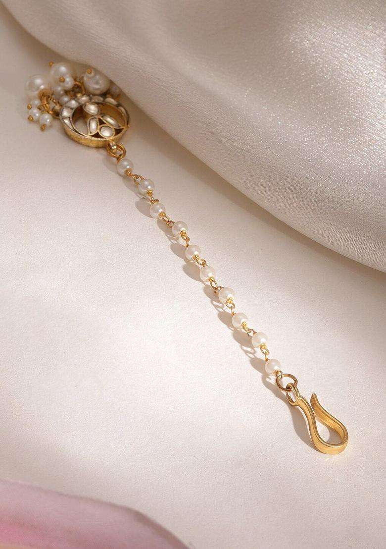 Gold-Plated Kundan Studded Maang Tikka Head Jewellery for Women | Traditional Temple Jewellery for Wedding & Festive Wear | Gift for Her - Indya