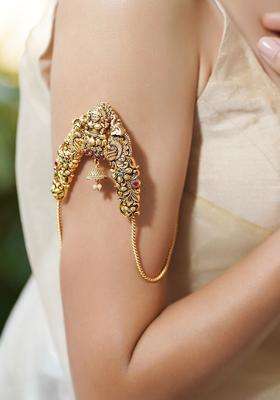 Brass Temple Gold-Plated Armlet Bracelet for Women | Traditional Temple Jewellery for Wedding & Festive Wear | Gift for Her