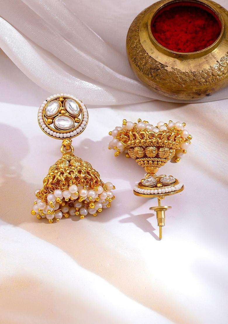 22K Gold-Plated Kundan-Studded & Pearl-Beaded Divine Lakshmi Temple Jewellery Set for Women | Traditional Temple Jewellery for Wedding & Festive Wear | Gift for Her - Indya
