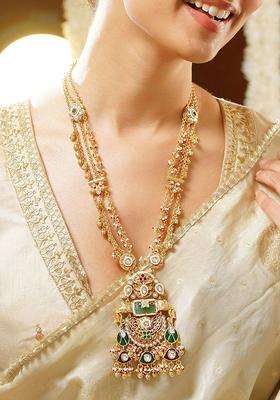 Brass Gold-Plated Temple Necklace for Women | Traditional Temple Jewellery for Wedding & Festive Wear | Gift for Her