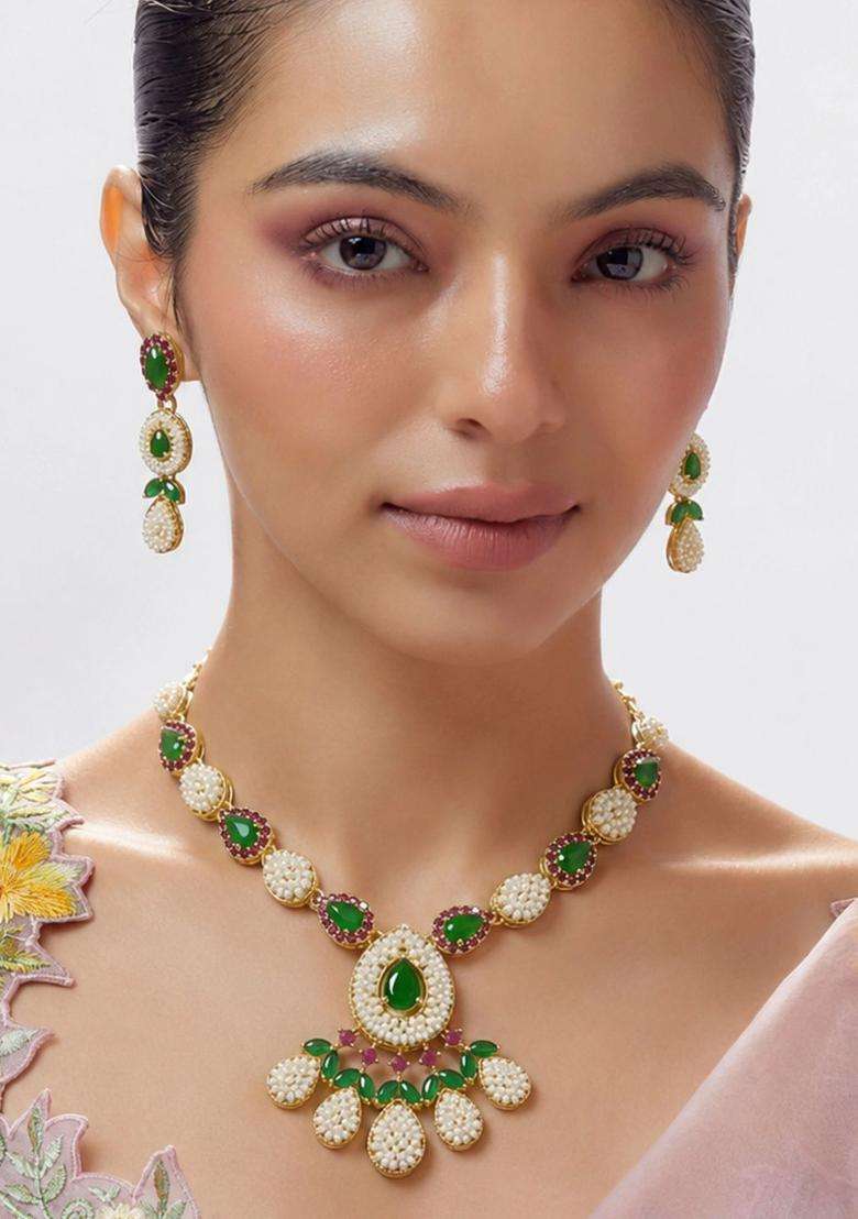 Brass Gold-Plated Temple Necklace for Women | Traditional Temple Jewellery for Wedding & Festive Wear | Gift for Her - Indya