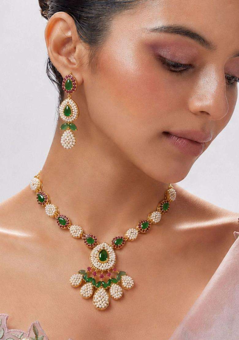 Brass Gold-Plated Temple Necklace for Women | Traditional Temple Jewellery for Wedding & Festive Wear | Gift for Her - Indya