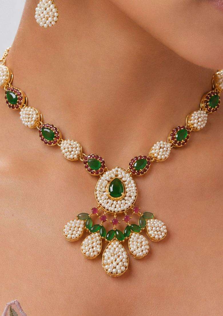 Brass Gold-Plated Temple Necklace for Women | Traditional Temple Jewellery for Wedding & Festive Wear | Gift for Her - Indya