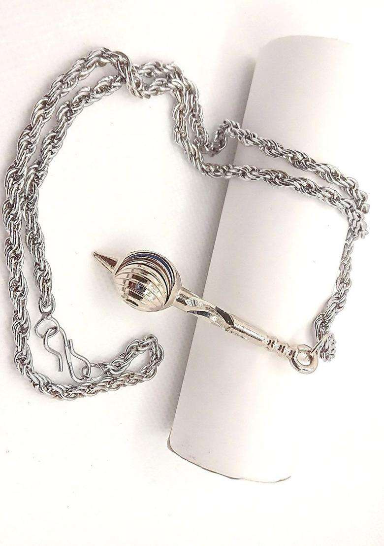 Stainless Steel Gada Pendant with Chain for Men & Women | Traditional Temple Jewellery for Wedding & Festive Wear | Festive Gift - Indya