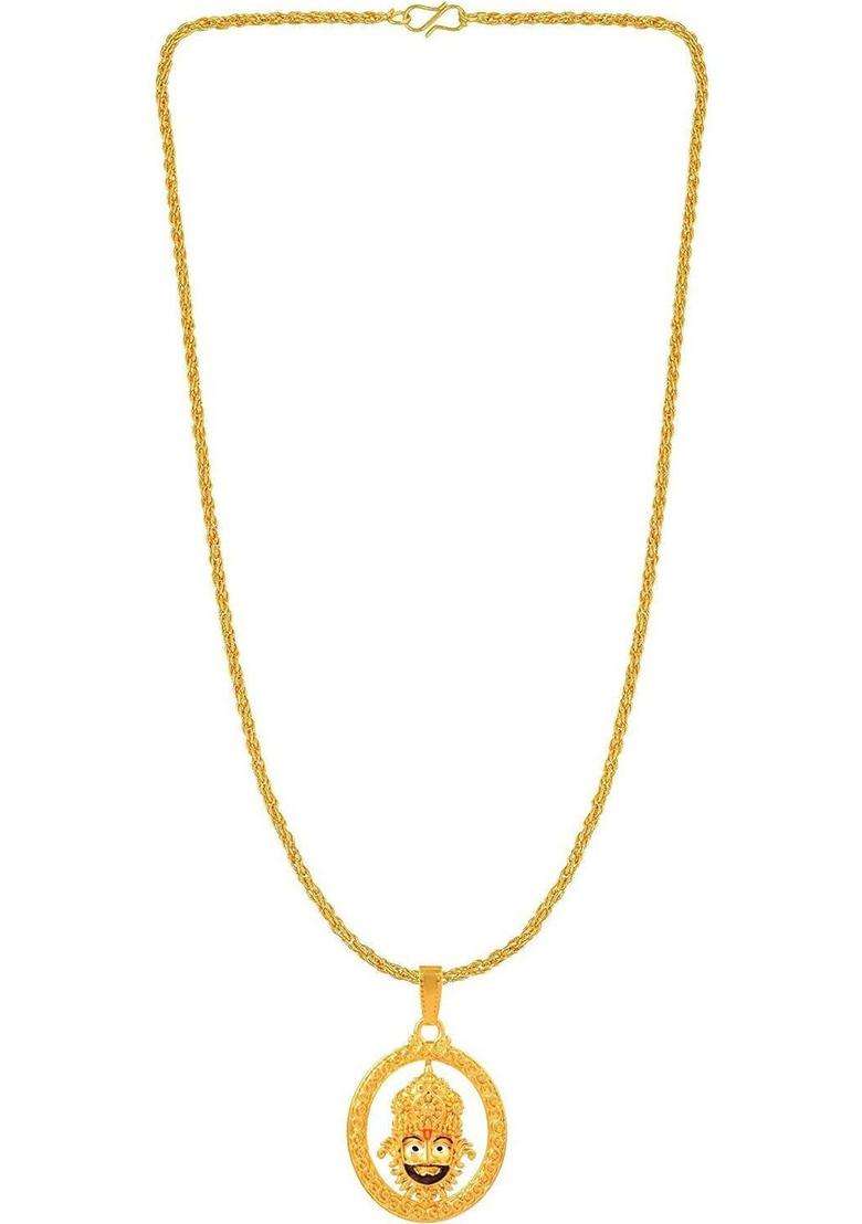 Rose Gold-Plated Circular Pendants with Chains for Men & Women | Traditional Temple Jewellery for Wedding & Festive Wear | Festive Gift - Indya