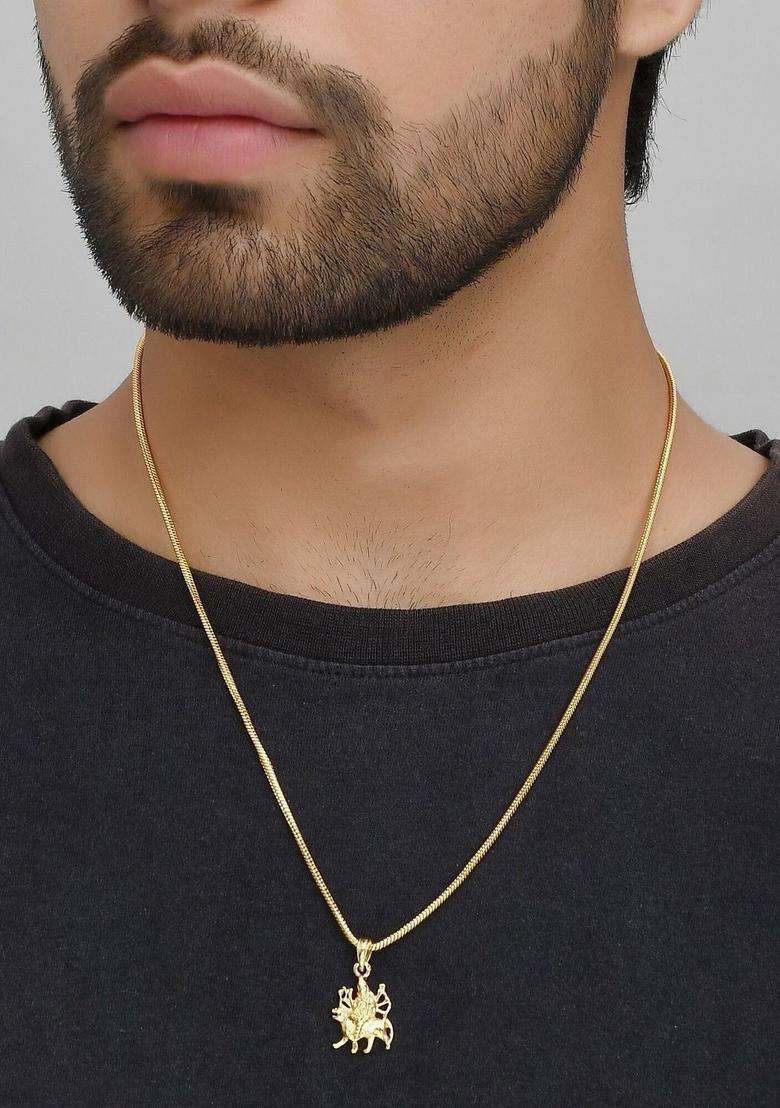 Rose Gold-Plated Quirky Pendants with Chains for Men & Women | Traditional Temple Jewellery for Wedding & Festive Wear | Festive Gift - Indya