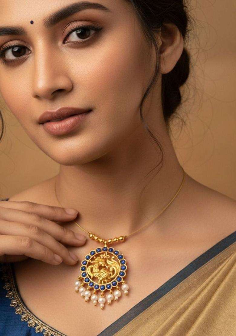 Gold-Plated Temple Necklace for Men & Women | Traditional Temple Jewellery for Wedding & Festive Wear | Festive Gift - Indya