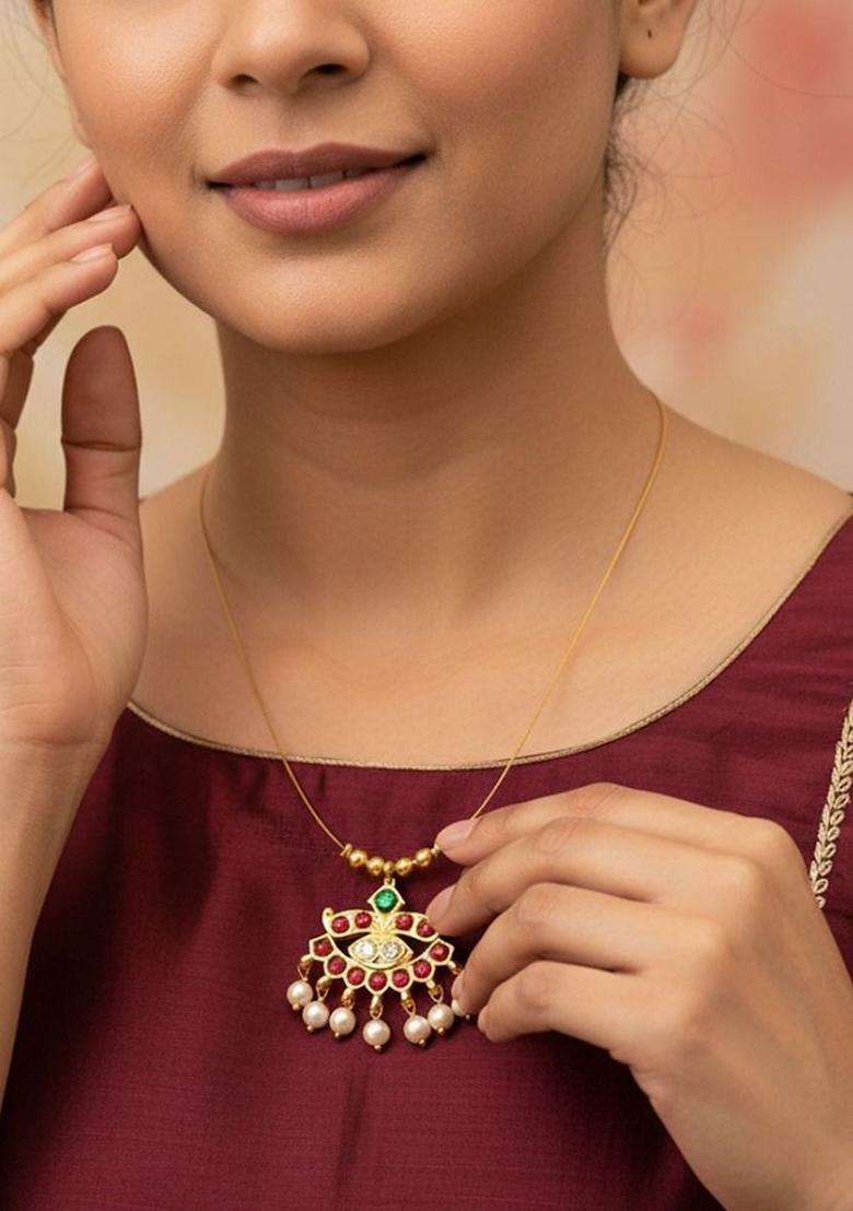 Gold-Plated Temple Necklace for Men & Women | Traditional Temple Jewellery for Wedding & Festive Wear | Festive Gift - Indya
