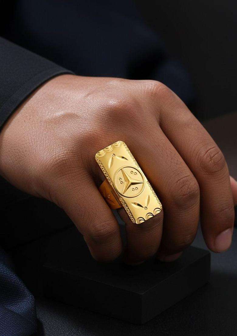 Gold-Plated Temple Finger Ring for Men | Stylish Party & Everyday Wear | Gift for Him - Indya