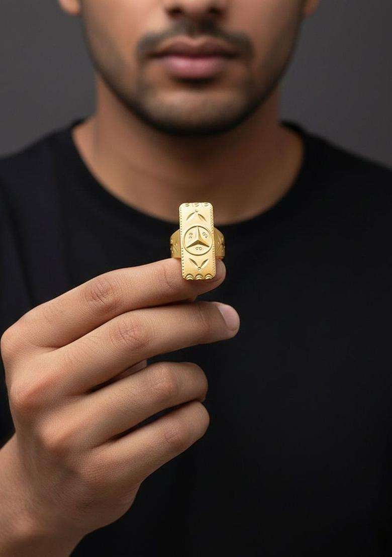 Gold-Plated Temple Finger Ring for Men | Stylish Party & Everyday Wear | Gift for Him - Indya