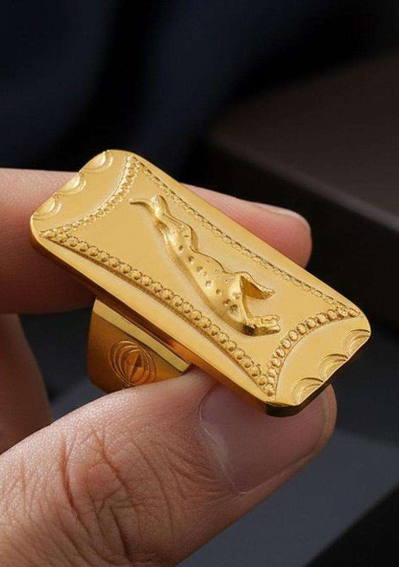 Gold-Plated Temple Finger Ring for Men | Stylish Party & Everyday Wear | Gift for Him - Indya