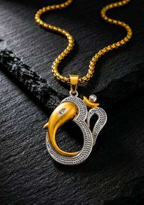 Gold-Plated Geometric Pendants with Chains for Men | Traditional Temple Jewellery for Wedding & Festive Wear | Gift for Him