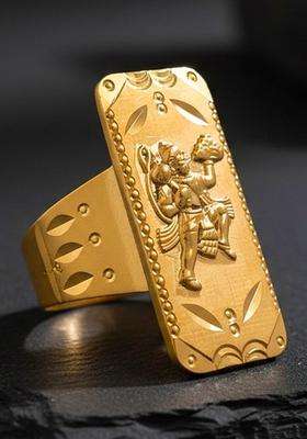 Gold-Plated Temple Finger Ring for Men | Traditional Temple Jewellery for Wedding & Festive Wear | Gift for Him