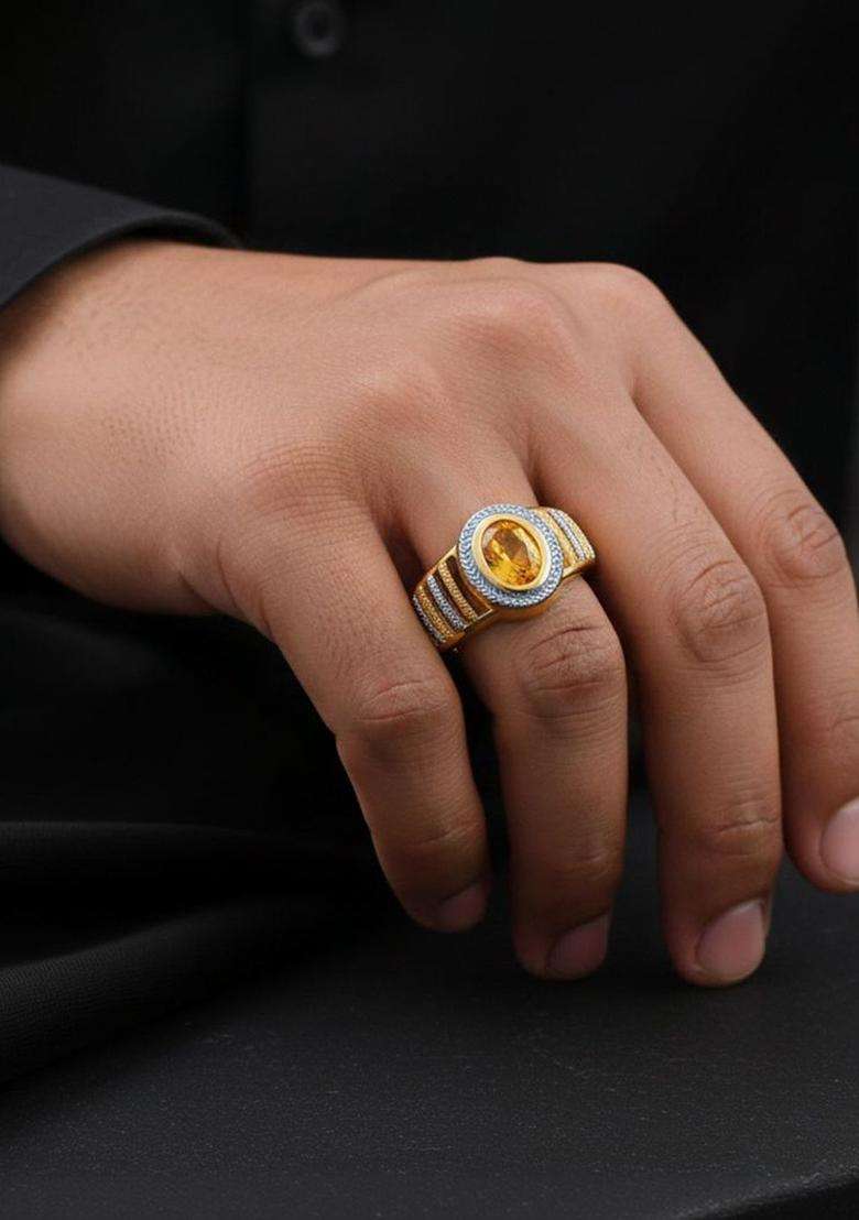 Gold-Plated Finger Ring for Men | Stylish Party & Everyday Wear | Gift for Him - Indya