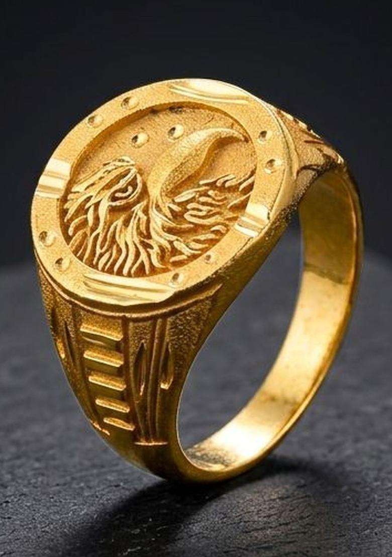 Gold-Plated Temple Finger Ring for Men | Stylish Party & Everyday Wear | Gift for Him - Indya