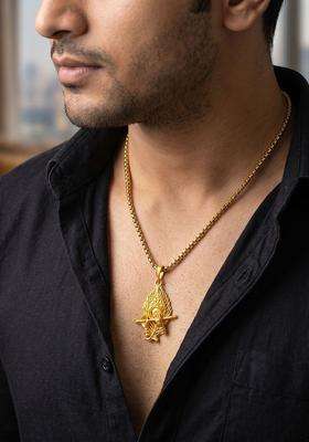 Gold-Plated Quirky Pendants with Chains for Men | Traditional Temple Jewellery for Wedding & Festive Wear | Gift for Him