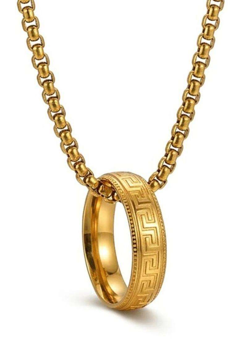 Gold-Plated Circular Pendants with Chains for Men | Stylish Party & Everyday Wear | Gift for Him - Indya