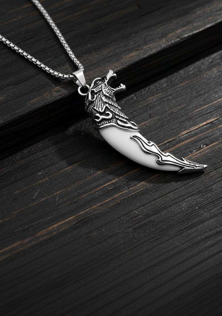 Silver-Plated Animal Shaped Pendants with Chains for Men | Stylish Party & Everyday Wear | Gift for Him - Indya