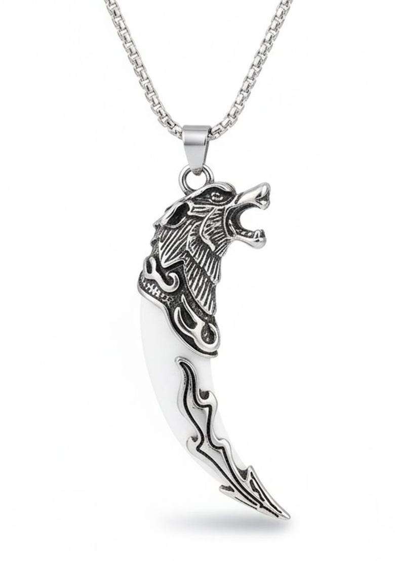 Silver-Plated Animal Shaped Pendants with Chains for Men | Stylish Party & Everyday Wear | Gift for Him - Indya