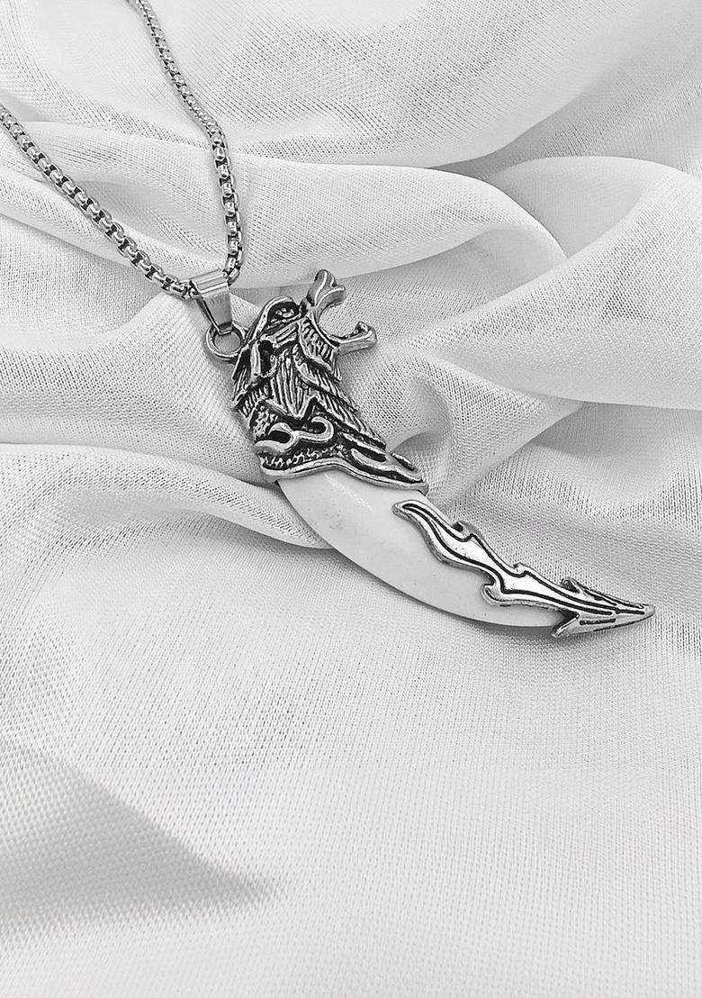 Silver-Plated Animal Shaped Pendants with Chains for Men | Stylish Party & Everyday Wear | Gift for Him - Indya