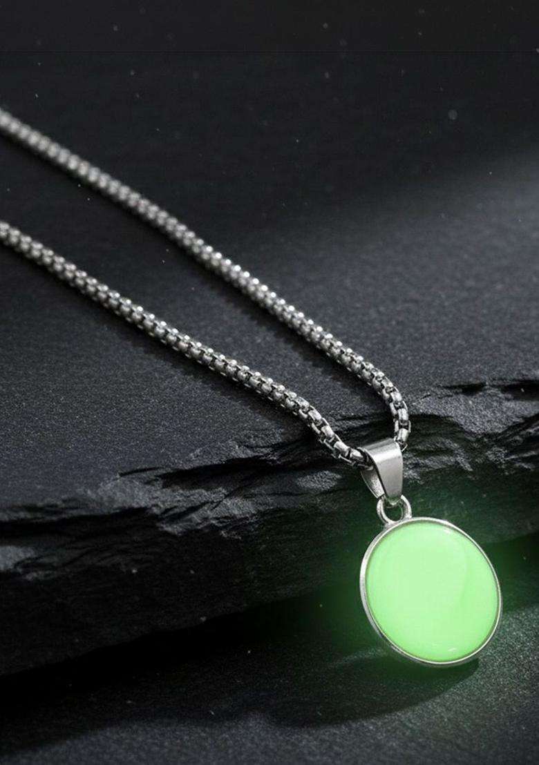 Silver-Plated Circular Pendants with Chains for Men | Stylish Party & Everyday Wear | Gift for Him - Indya