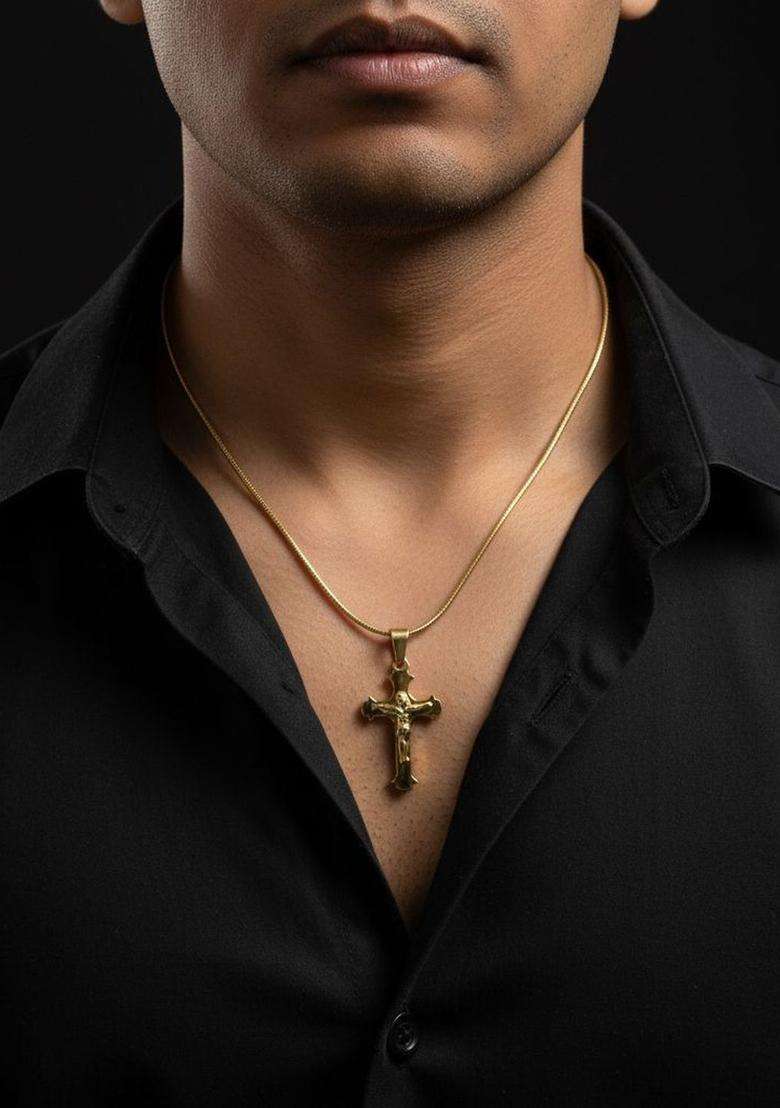 Gold-Plated Pendants with Chains for Men | Stylish Party & Everyday Wear | Gift for Him - Indya