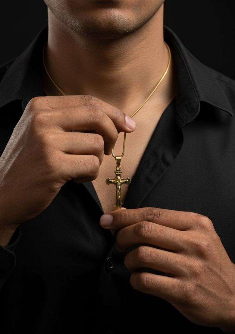 Gold-Plated Pendants with Chains for Men | Stylish Party & Everyday Wear | Gift for Him - Indya