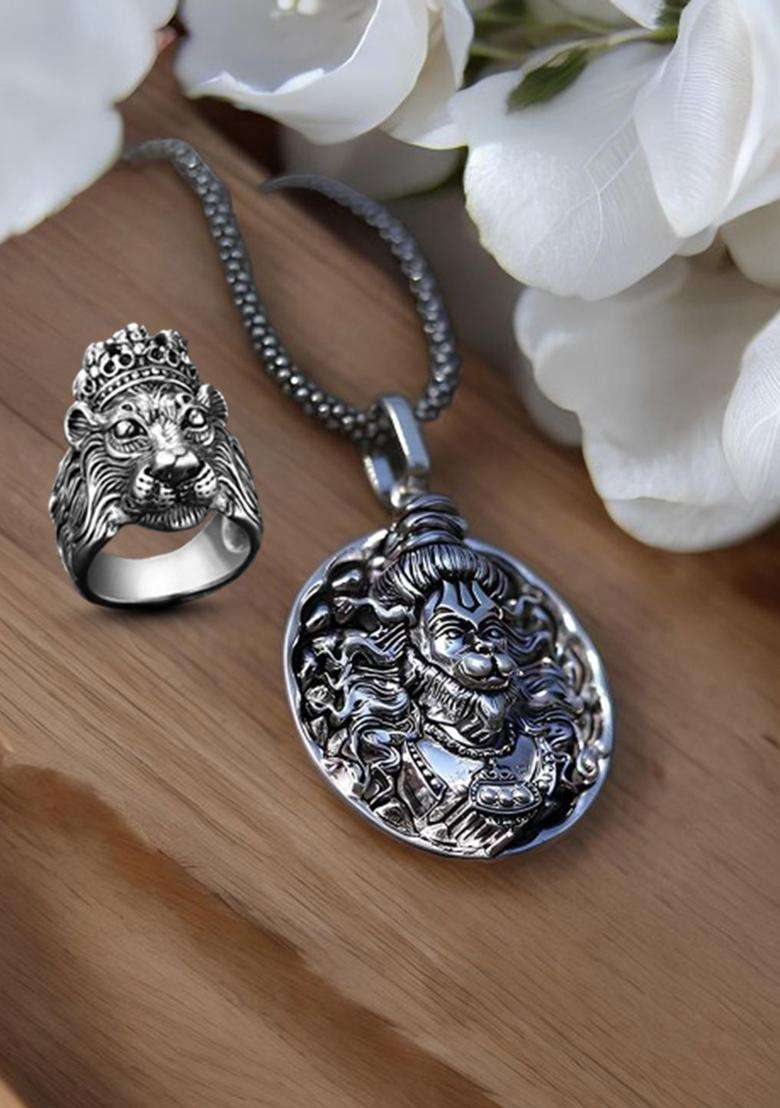 Silver-Plated Quirky Pendants with Chains for Men | Stylish Party & Everyday Wear | Gift for Him - Indya