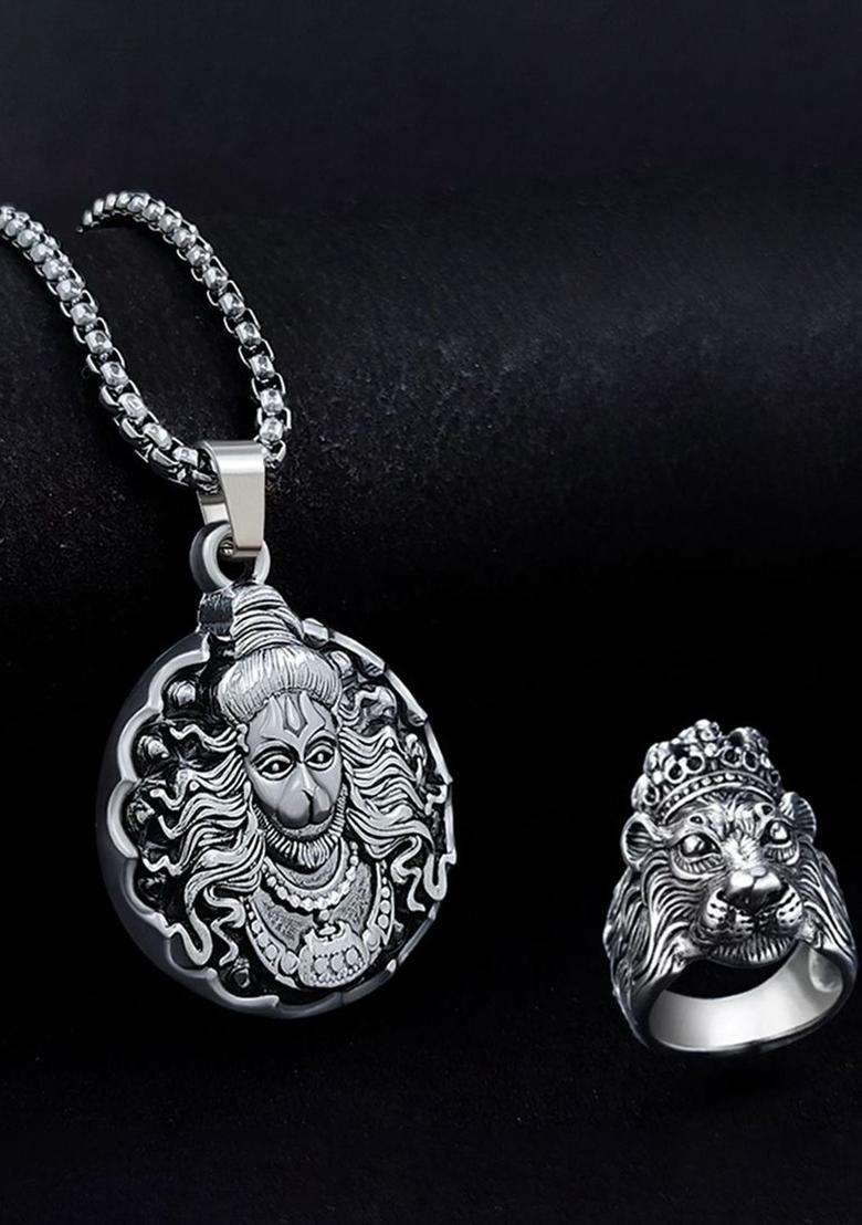 Silver-Plated Quirky Pendants with Chains for Men | Stylish Party & Everyday Wear | Gift for Him - Indya